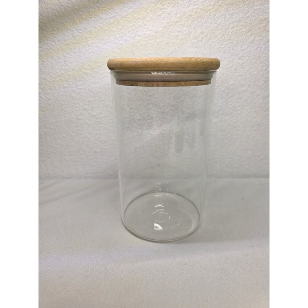 Glass Storage Jar with Bamboo Lid Airtight Kitchen Food Container Organizer 6"